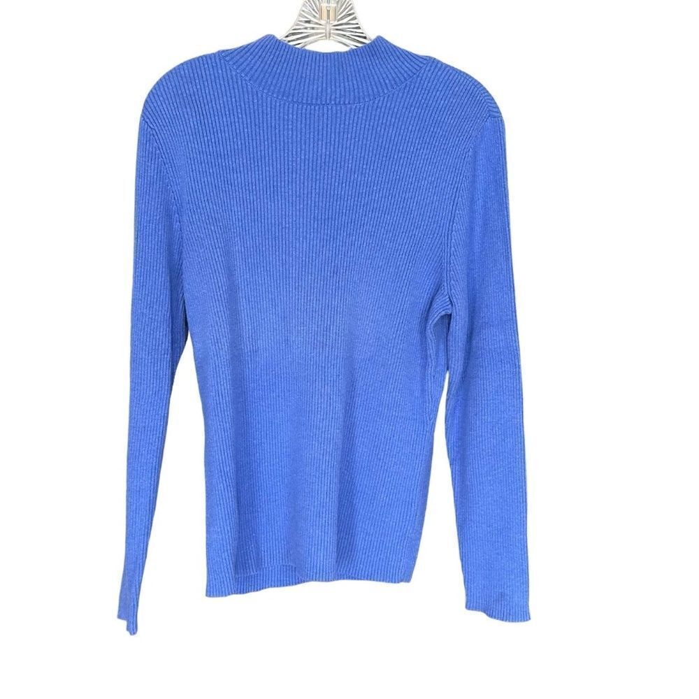 Spanner Womans Ribbed Mock Turtleneck Blue/Perriwinkle 2XL